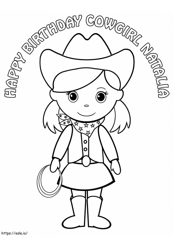Happy Birthday Cowgirl coloring page