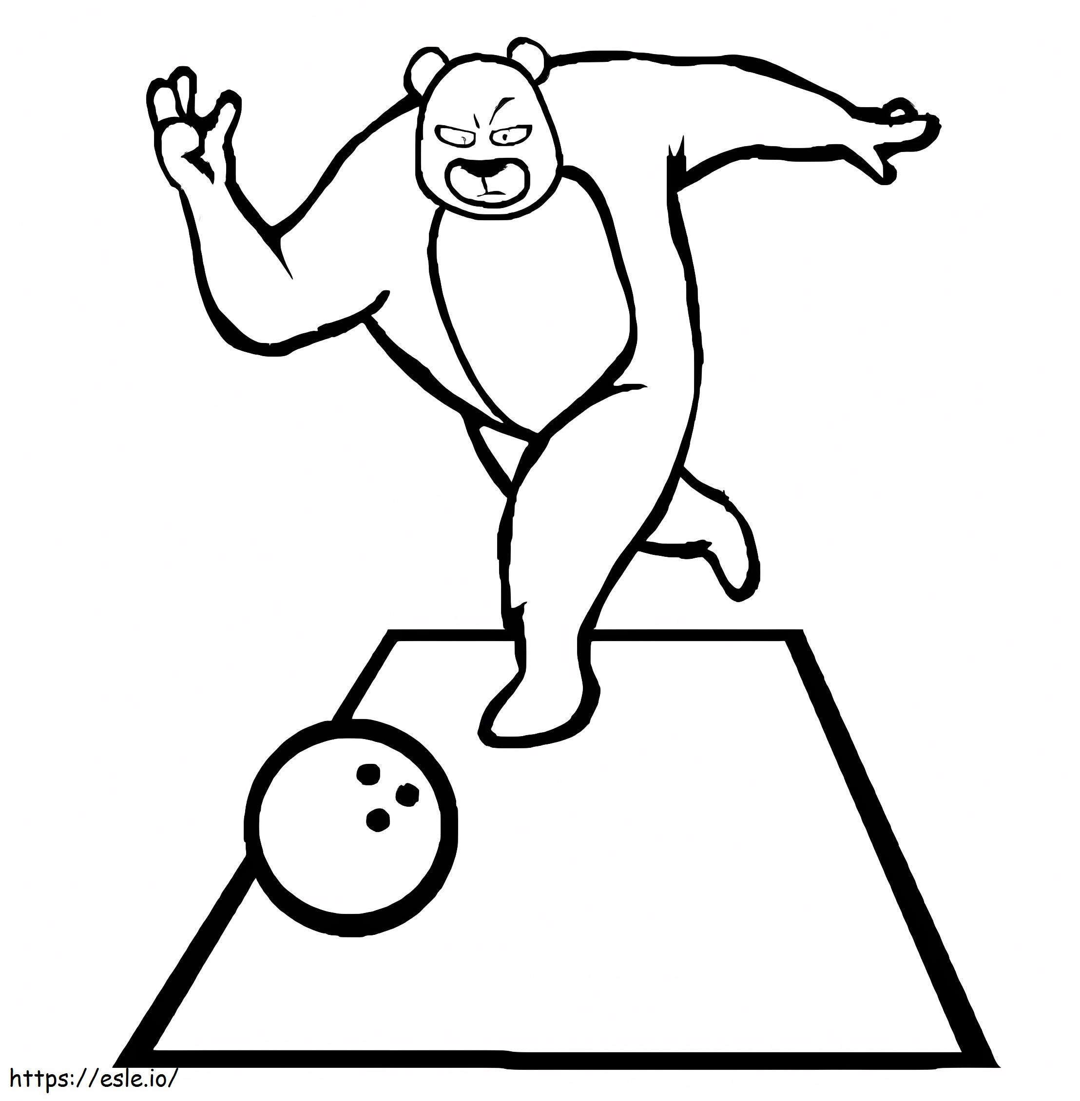 Ursul care joacă la bowling de colorat