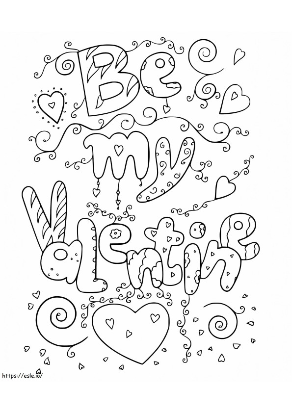 Print Be My Valentine coloring page