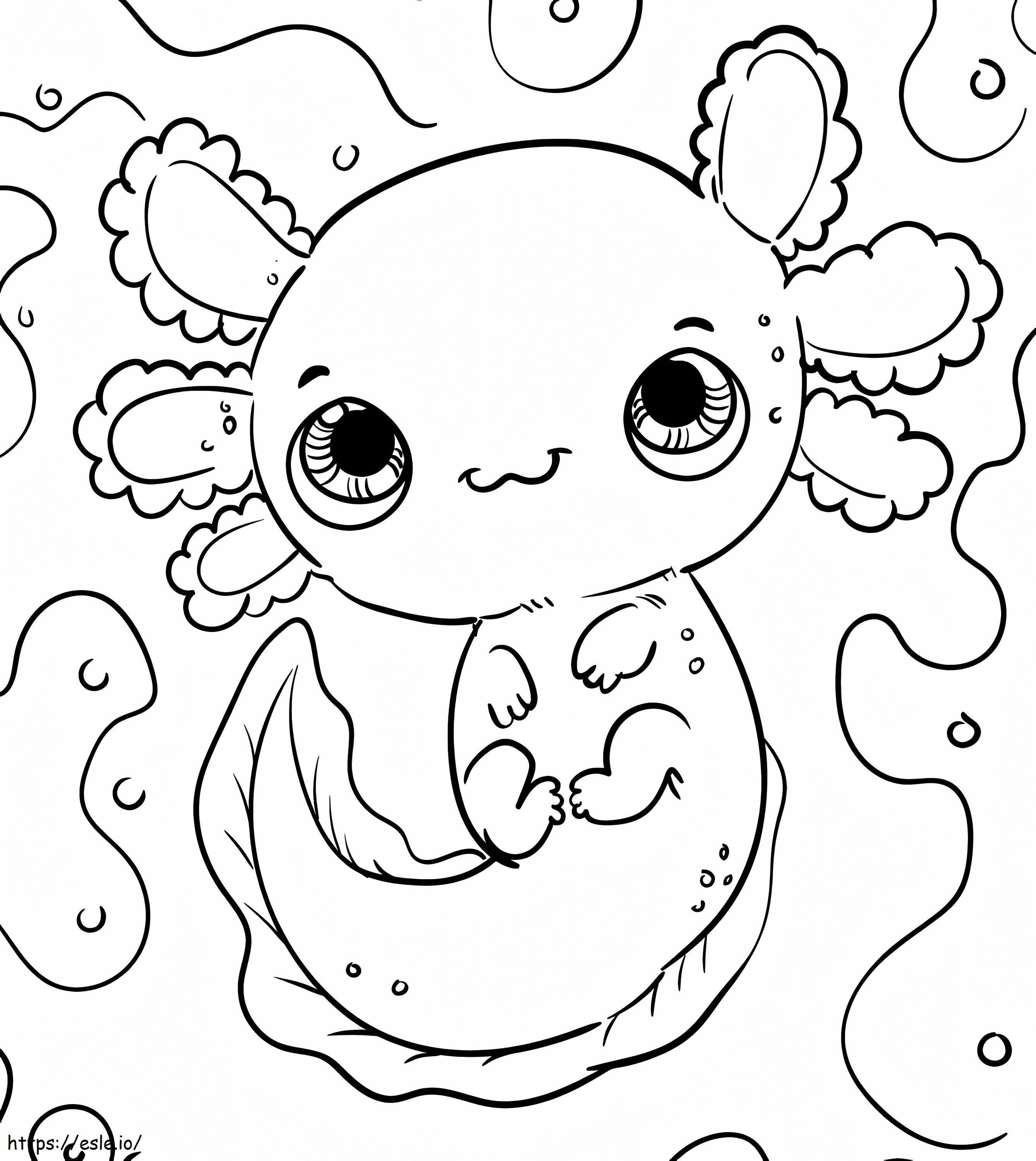 Bayi Axolotl yang Lucu Gambar Mewarnai