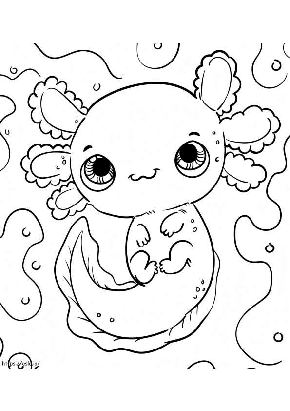 Baby Cute Axolotl coloring page