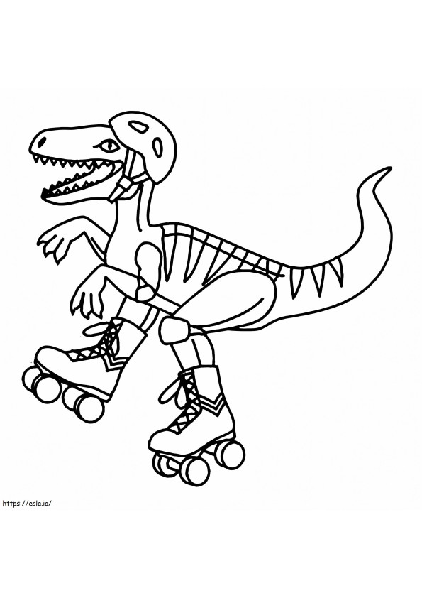 Dinozaur pe patine cu rotile de colorat
