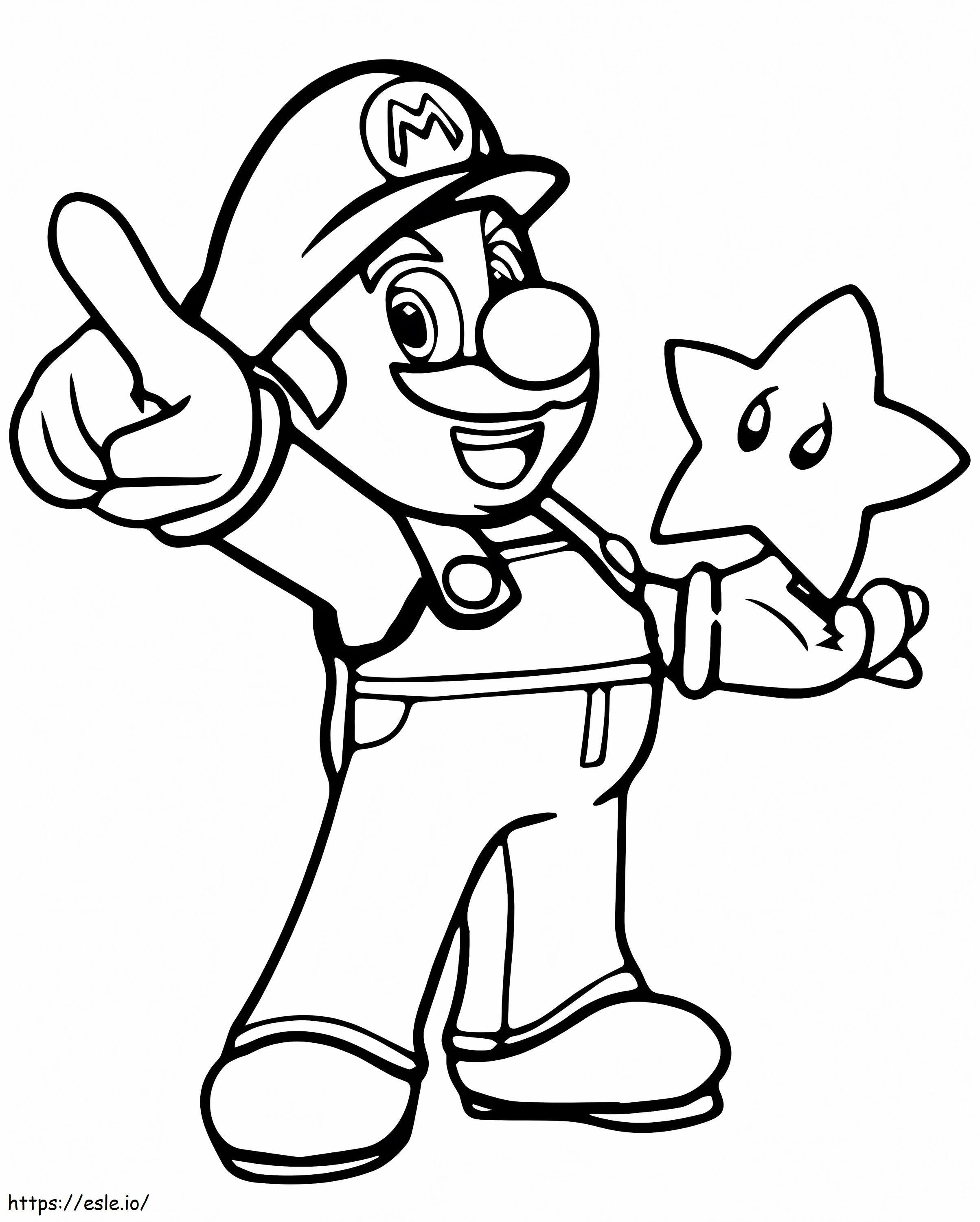 Mario ja tähti värityskuva
