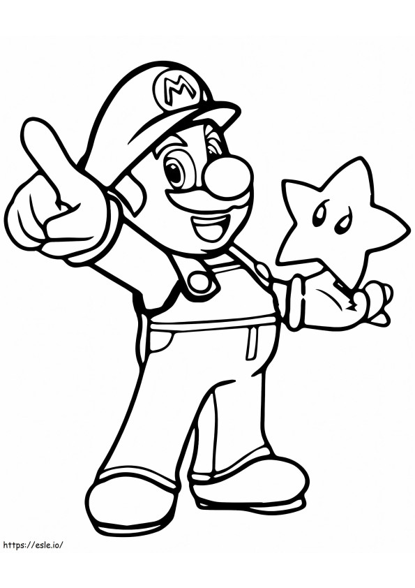 Mario en ster kleurplaat