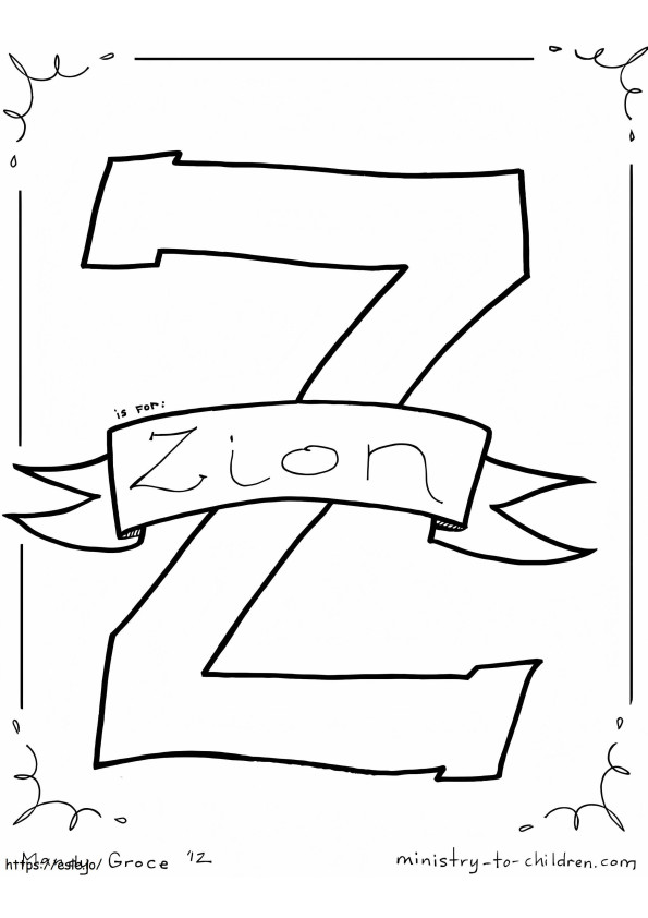 Z Is For Zion coloring page