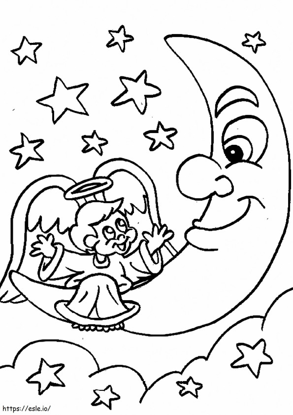 Angel With Moon coloring page