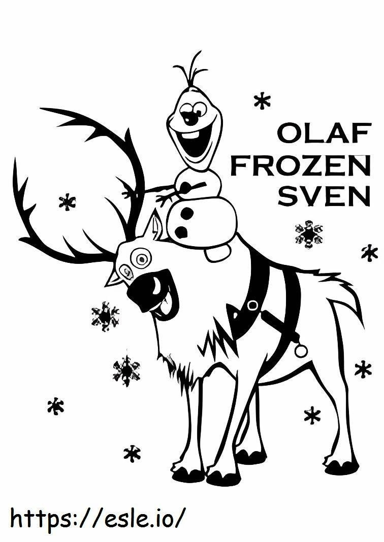 Olaf Montando Către Sven de colorat