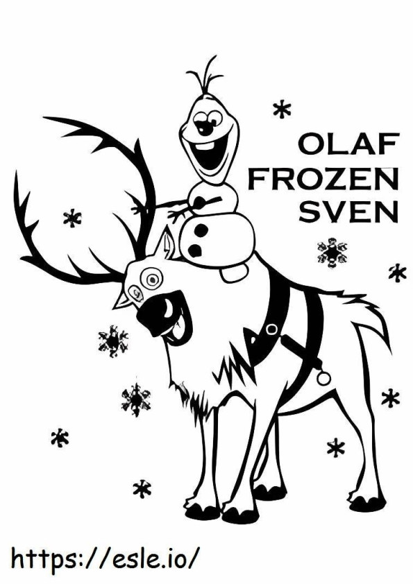 Coloriage Olaf Montando à Sven à imprimer dessin