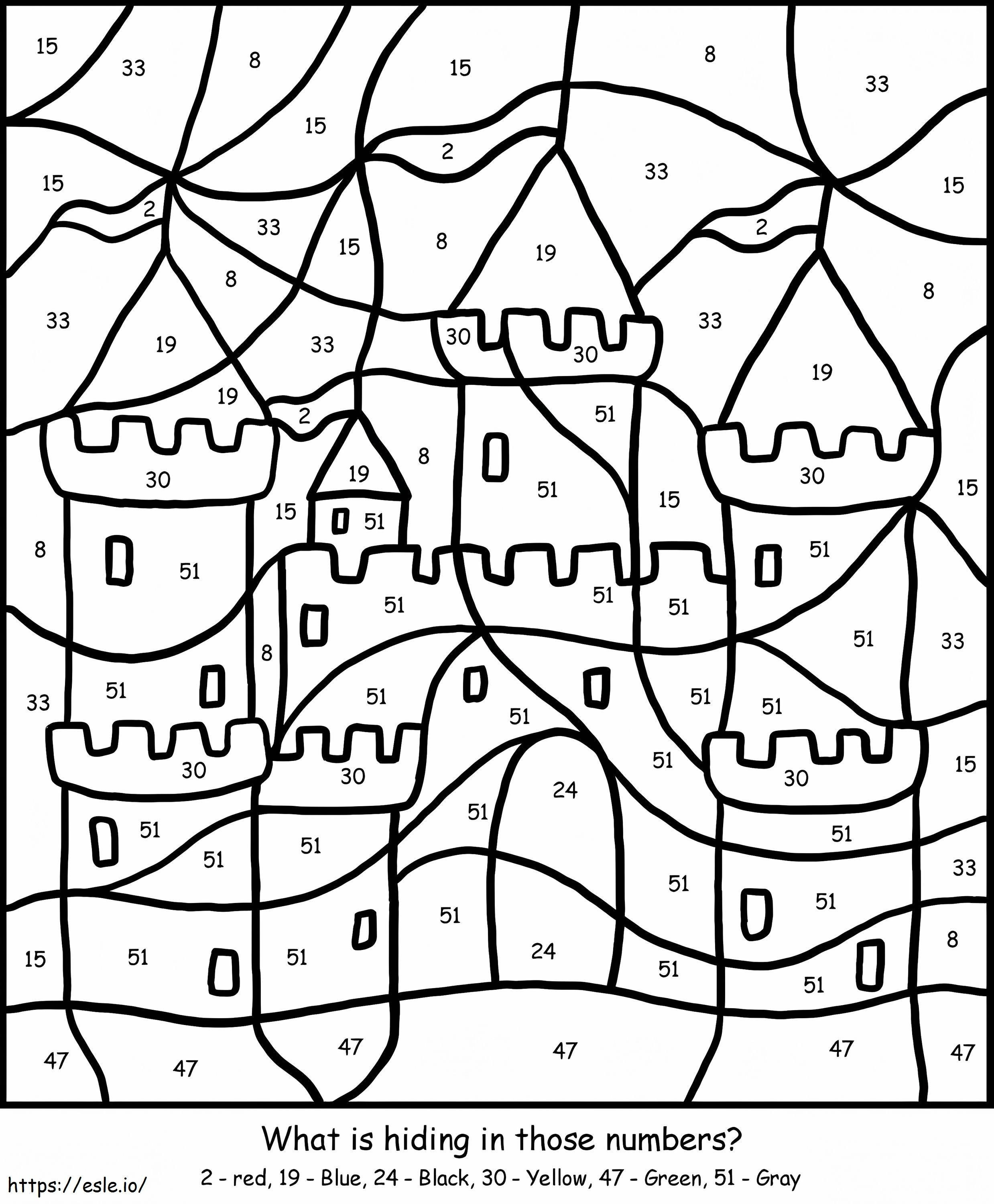 Castle Color By Number coloring page