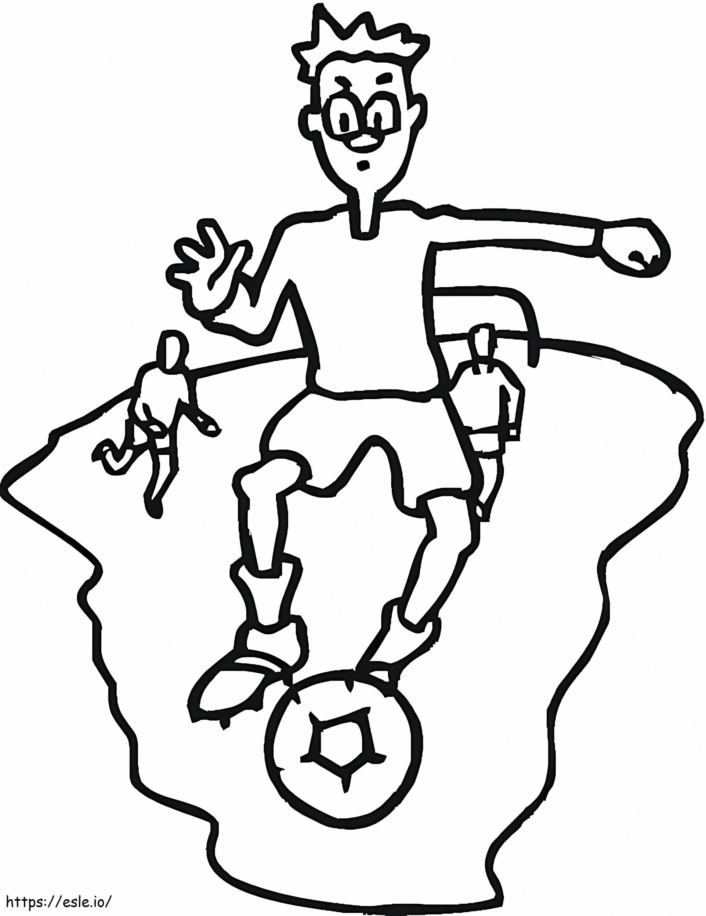 Menino jogando futebol para colorir