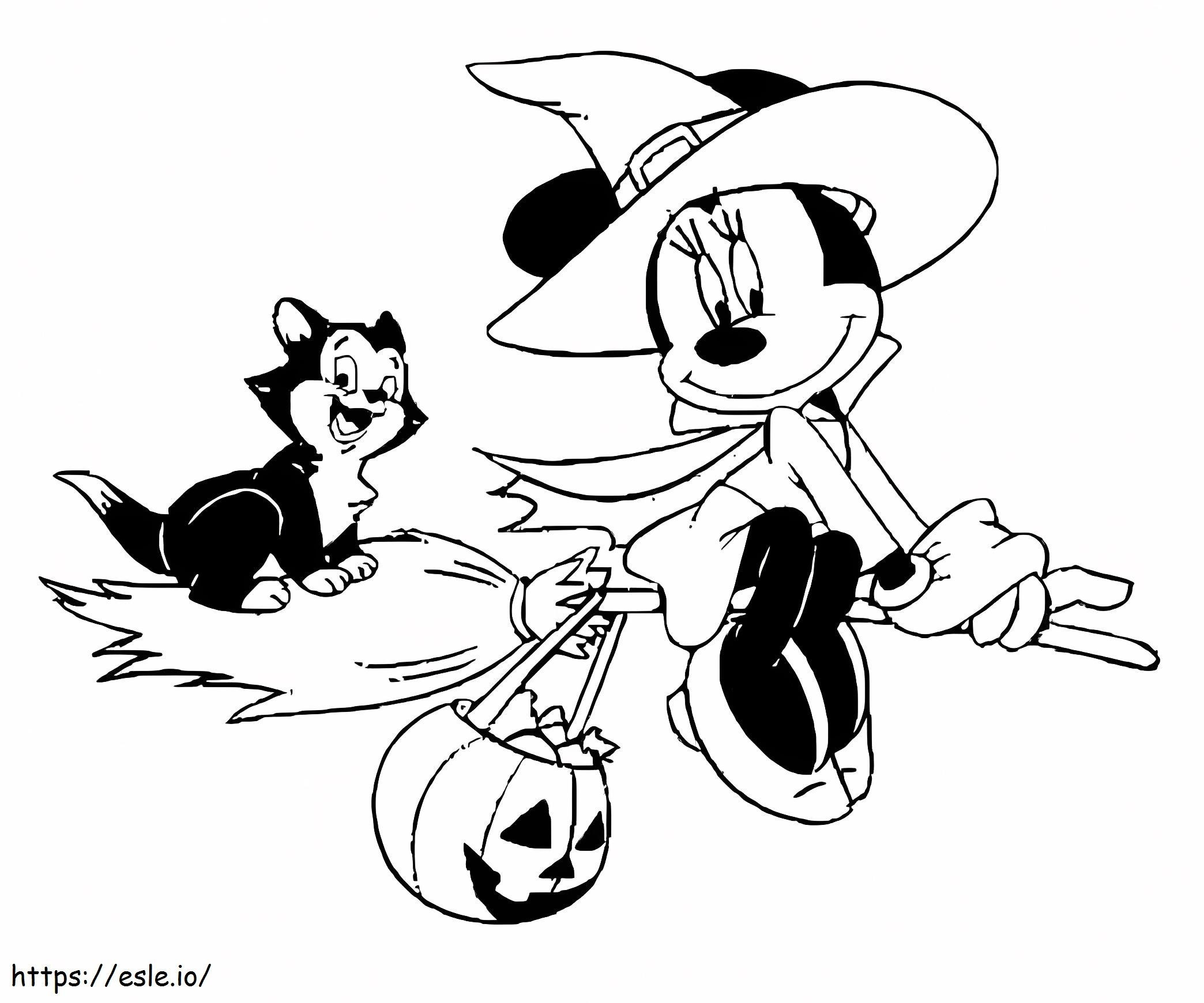 Halloween Minnie dan Kitty Gambar Mewarnai