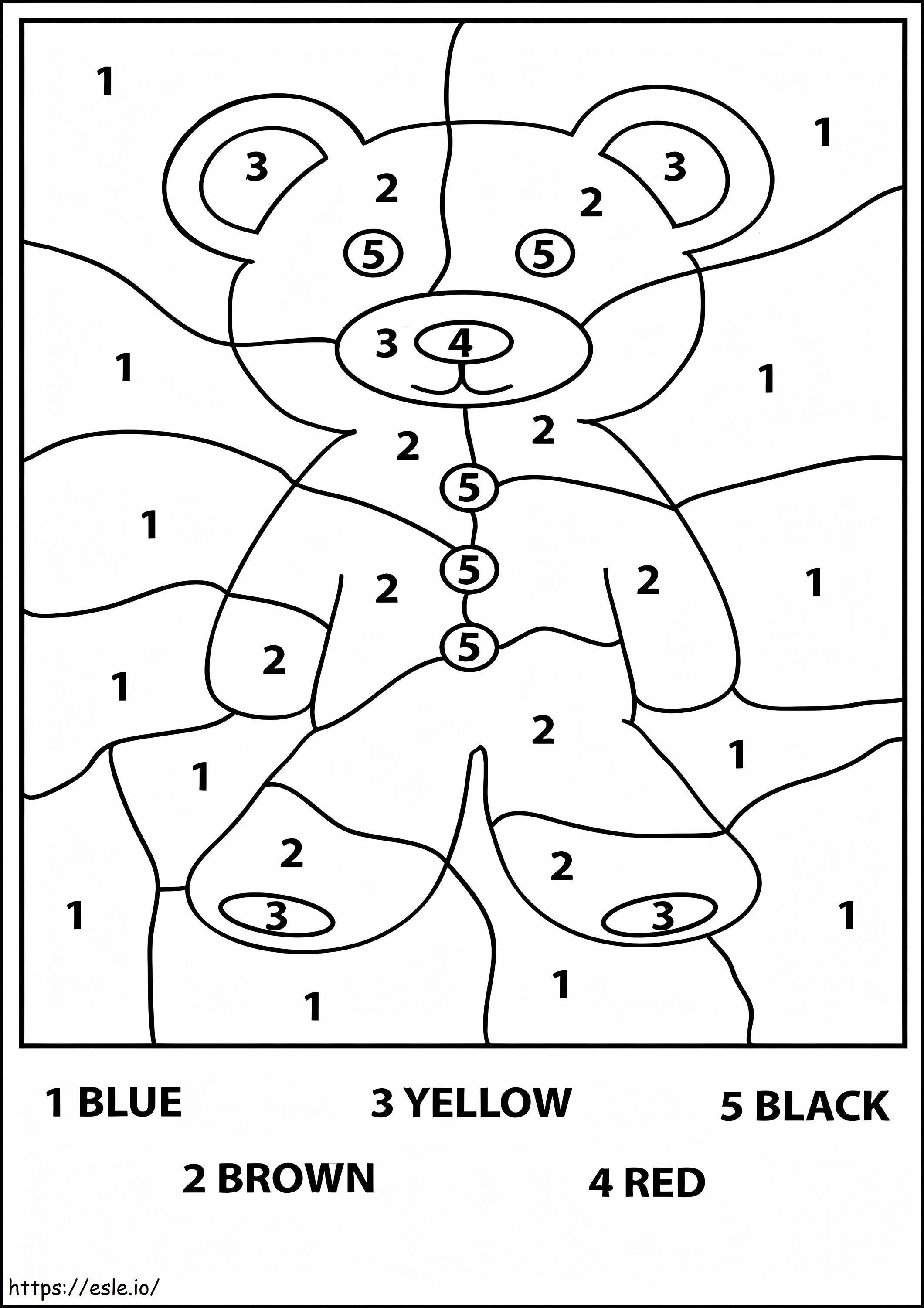 Teddy Bear Untuk Taman Kanak-Kanak Warna Berdasarkan Nomor Gambar Mewarnai