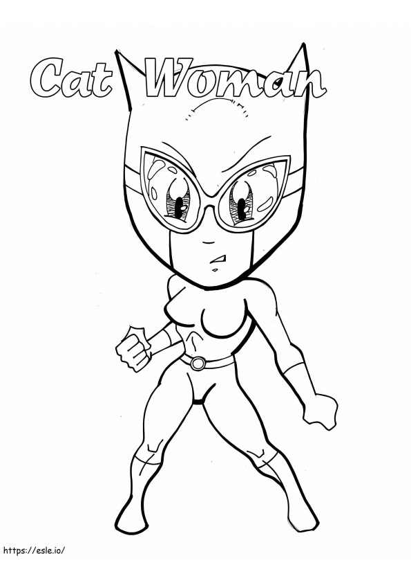 Chibi Catwoman kleurplaat