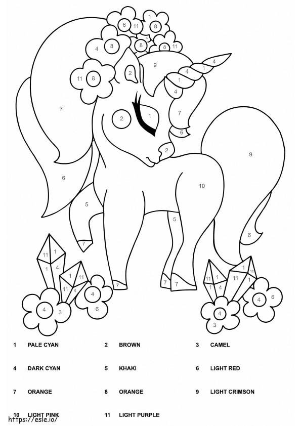 Wonderful Unicorn Color By Number coloring page