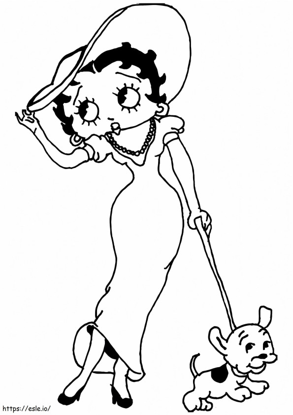 Betty Boop ja pentu värityskuva