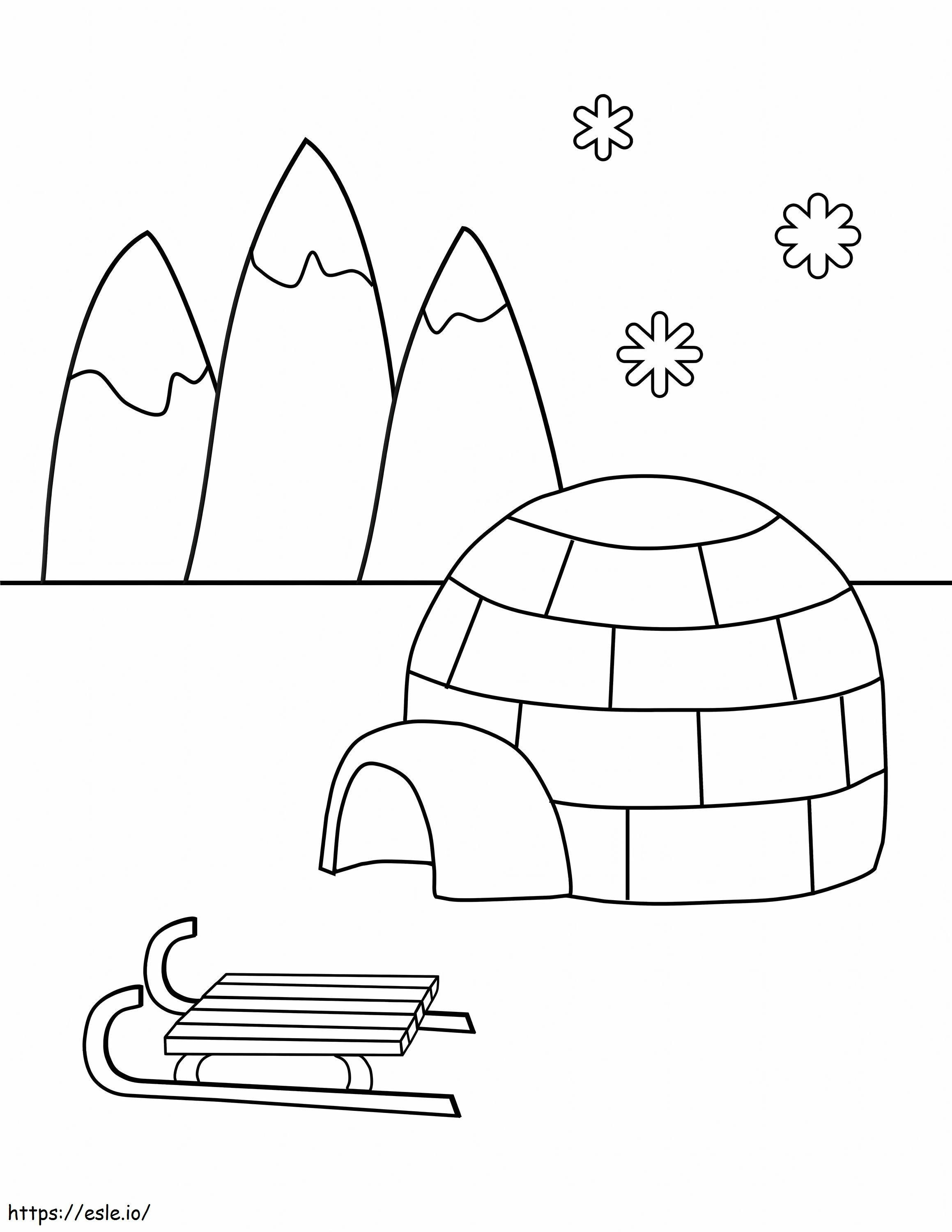 Igloo In Winter coloring page
