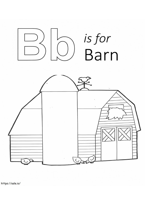 Coloriage B est pour la grange à imprimer dessin