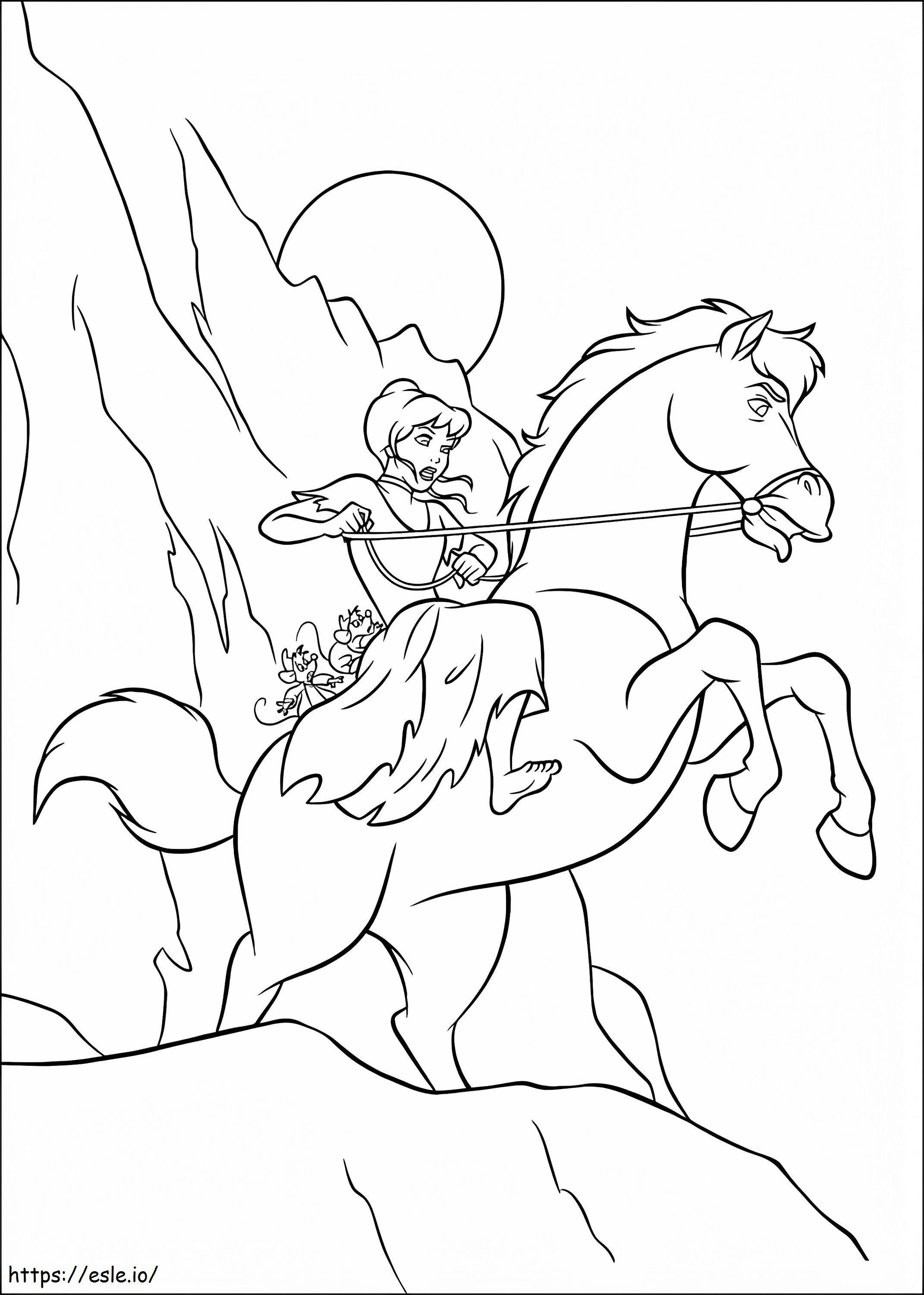 Cinderella Di Atas Kuda Gambar Mewarnai