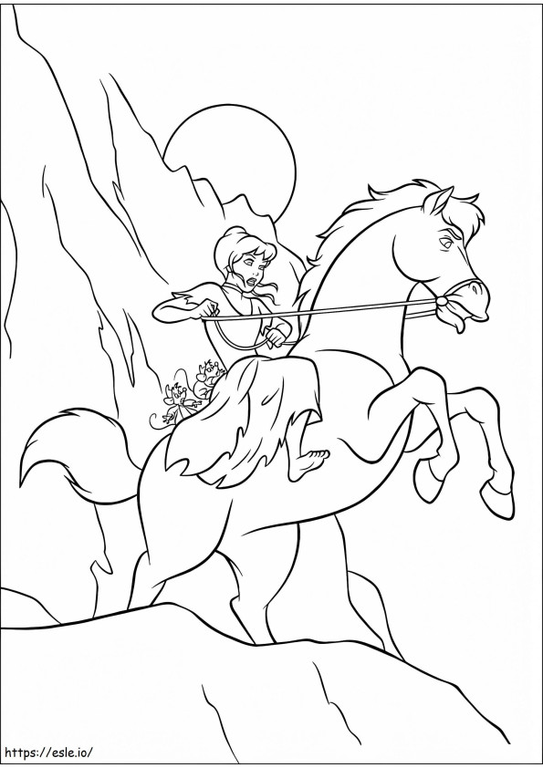 Coloriage Cendrillon à cheval à imprimer dessin