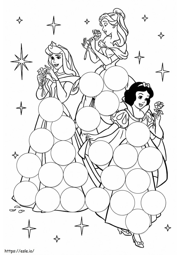 Princesses Dot Marker coloring page