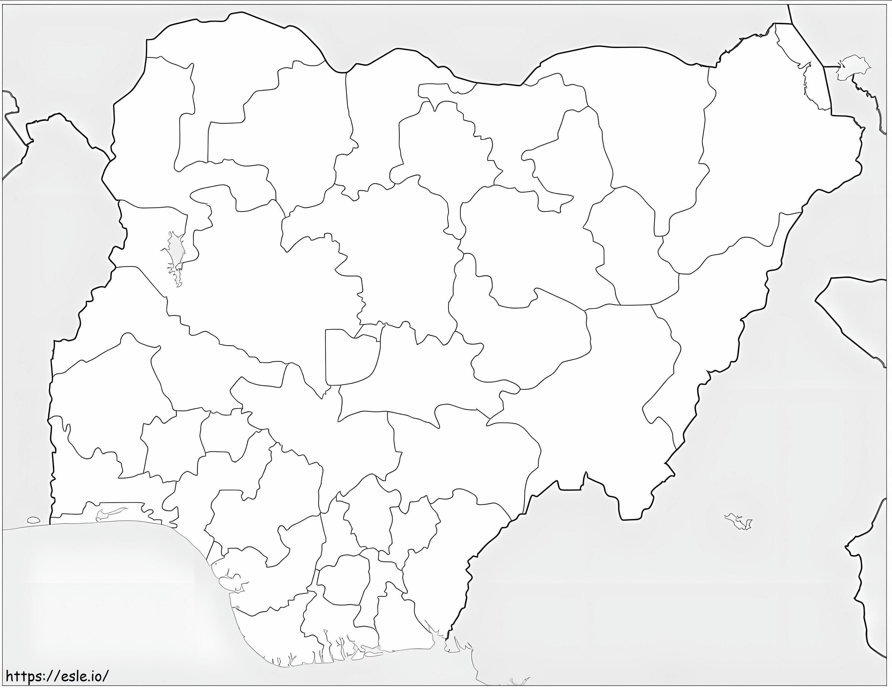 ナイジェリアの地図 ぬりえ - 塗り絵