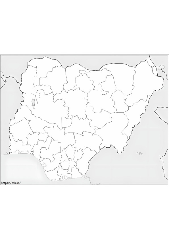 De kaart van Nigeria kleurplaat