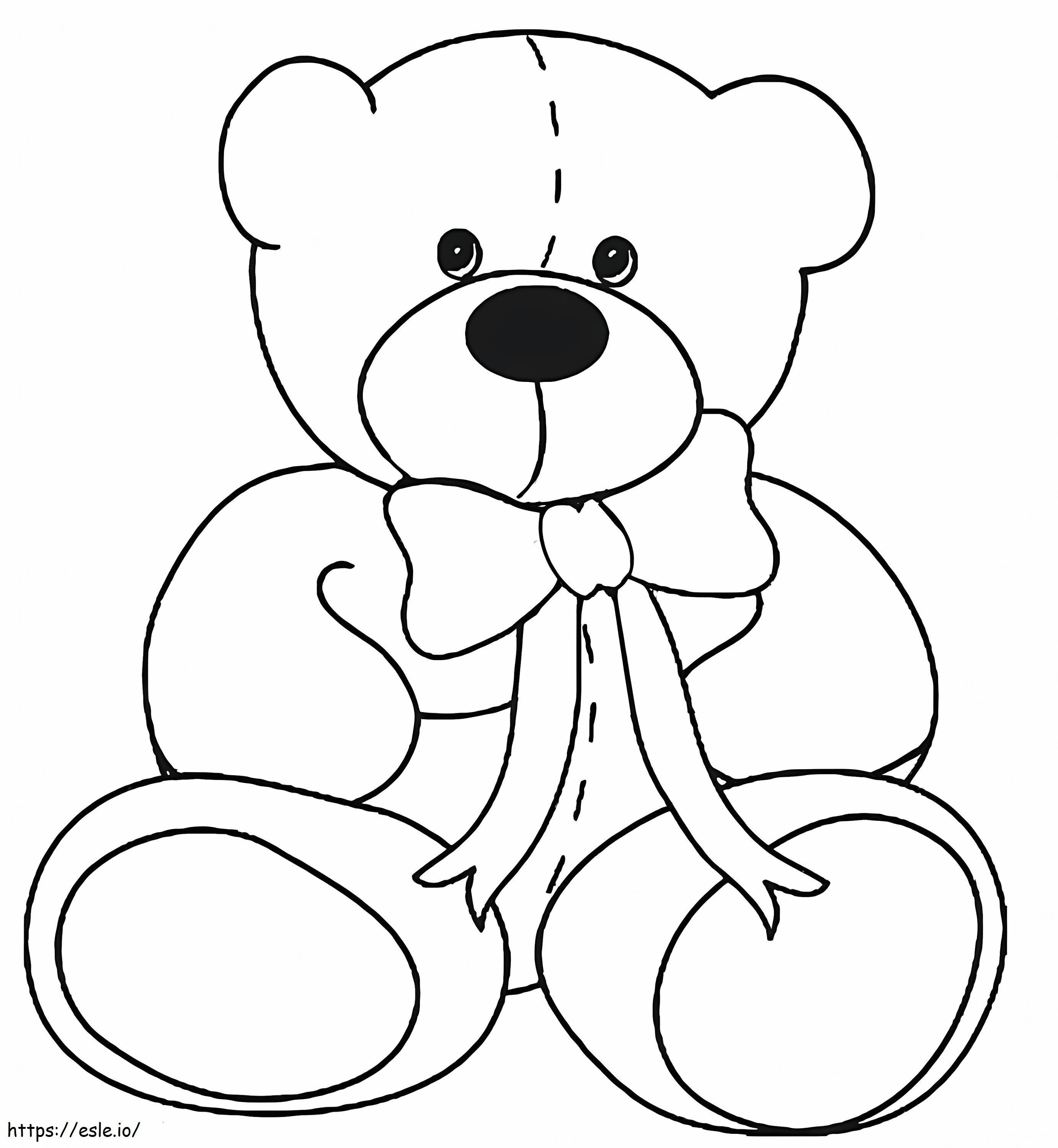 Boneka Beruang Dengan Busur Gambar Mewarnai