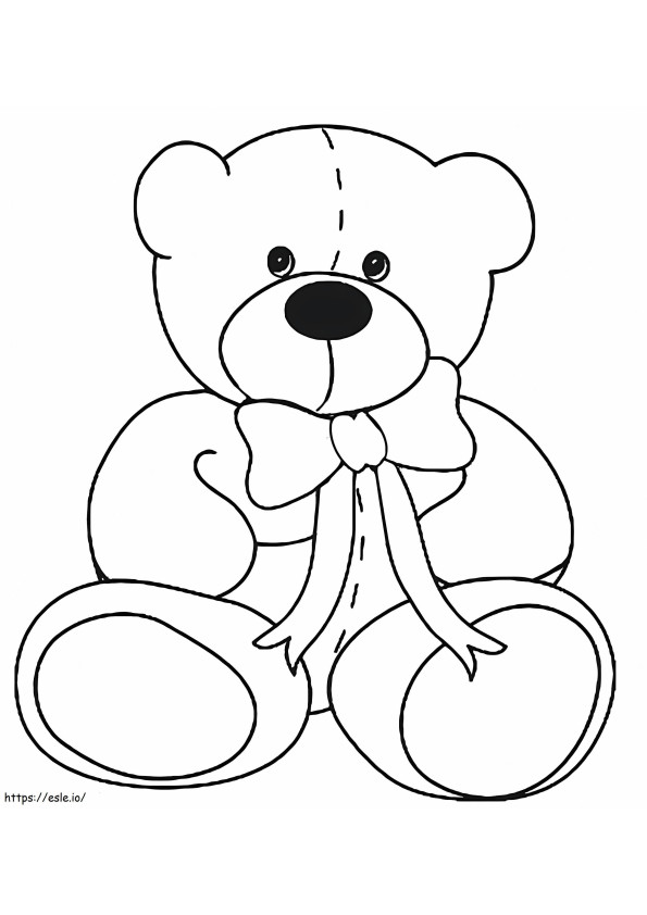 Boneka Beruang Dengan Busur Gambar Mewarnai