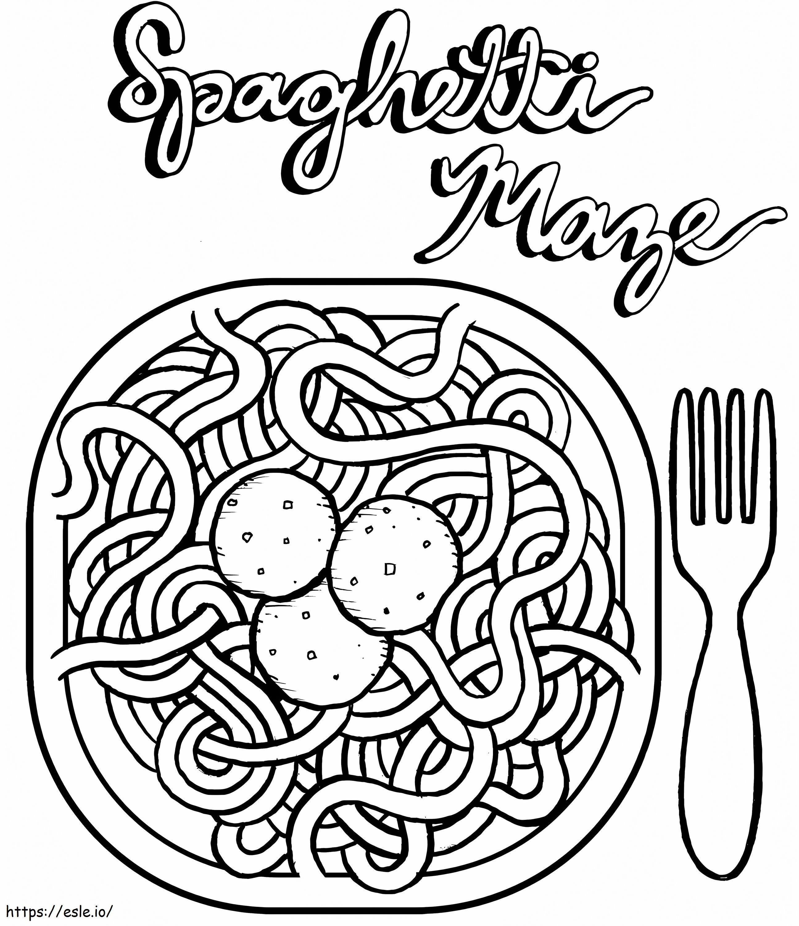 Pasta Espaguetis Y Albóndigas para colorear