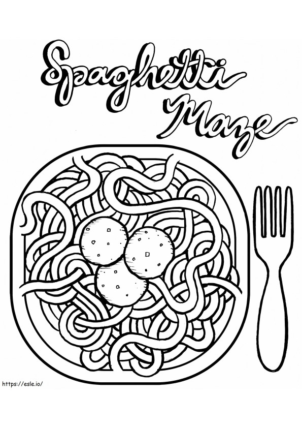 Pasta Spaghetti En Gehaktballetjes kleurplaat