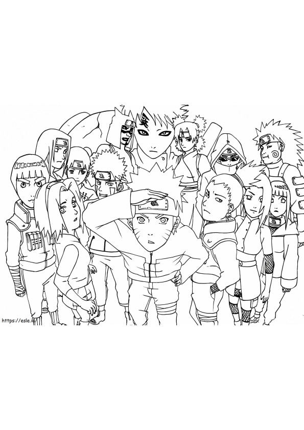 Naruto Shippuden Alle personages Coloring4Free.Com_ kleurplaat