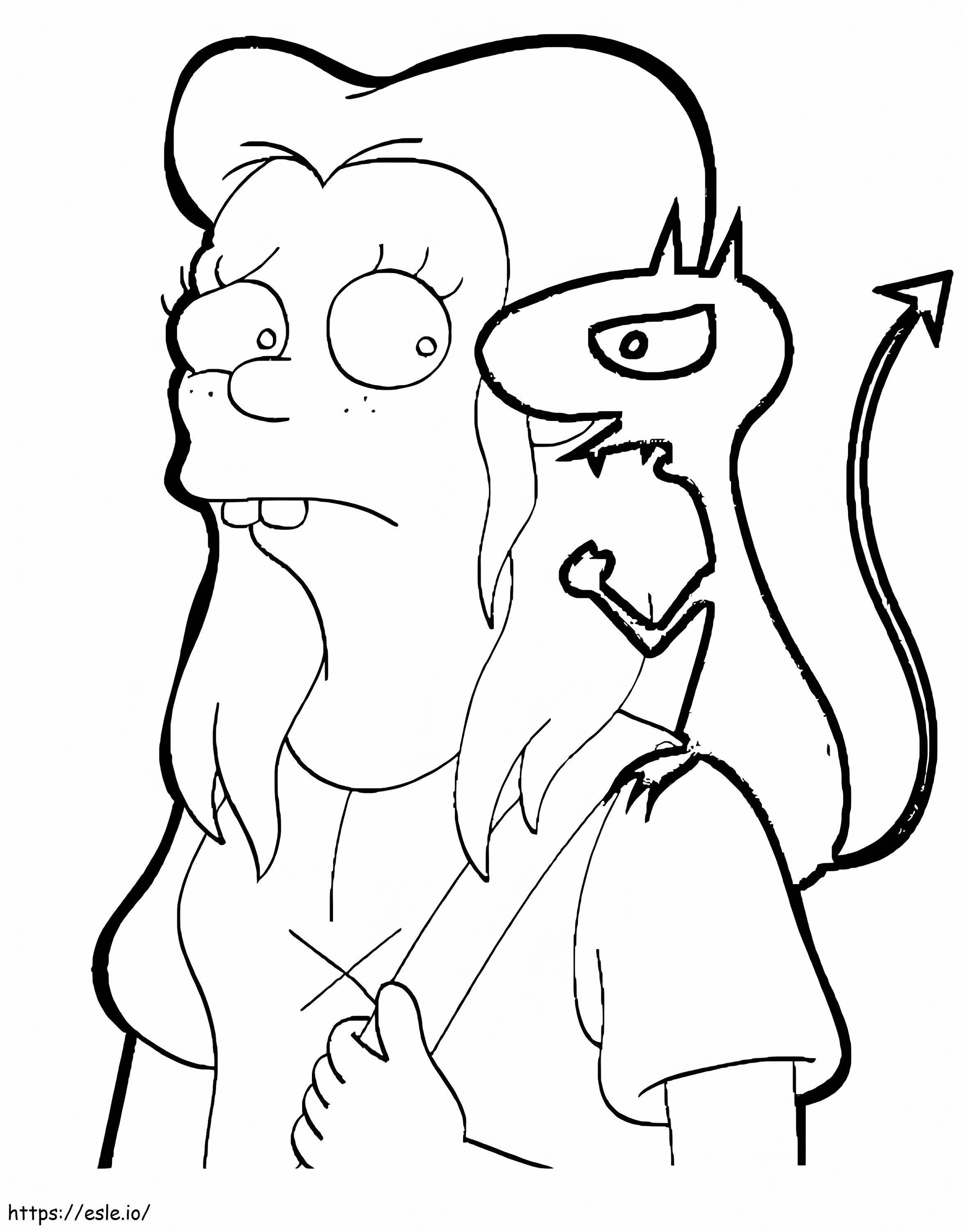 Queen Bean And Luci From Disenchantment coloring page