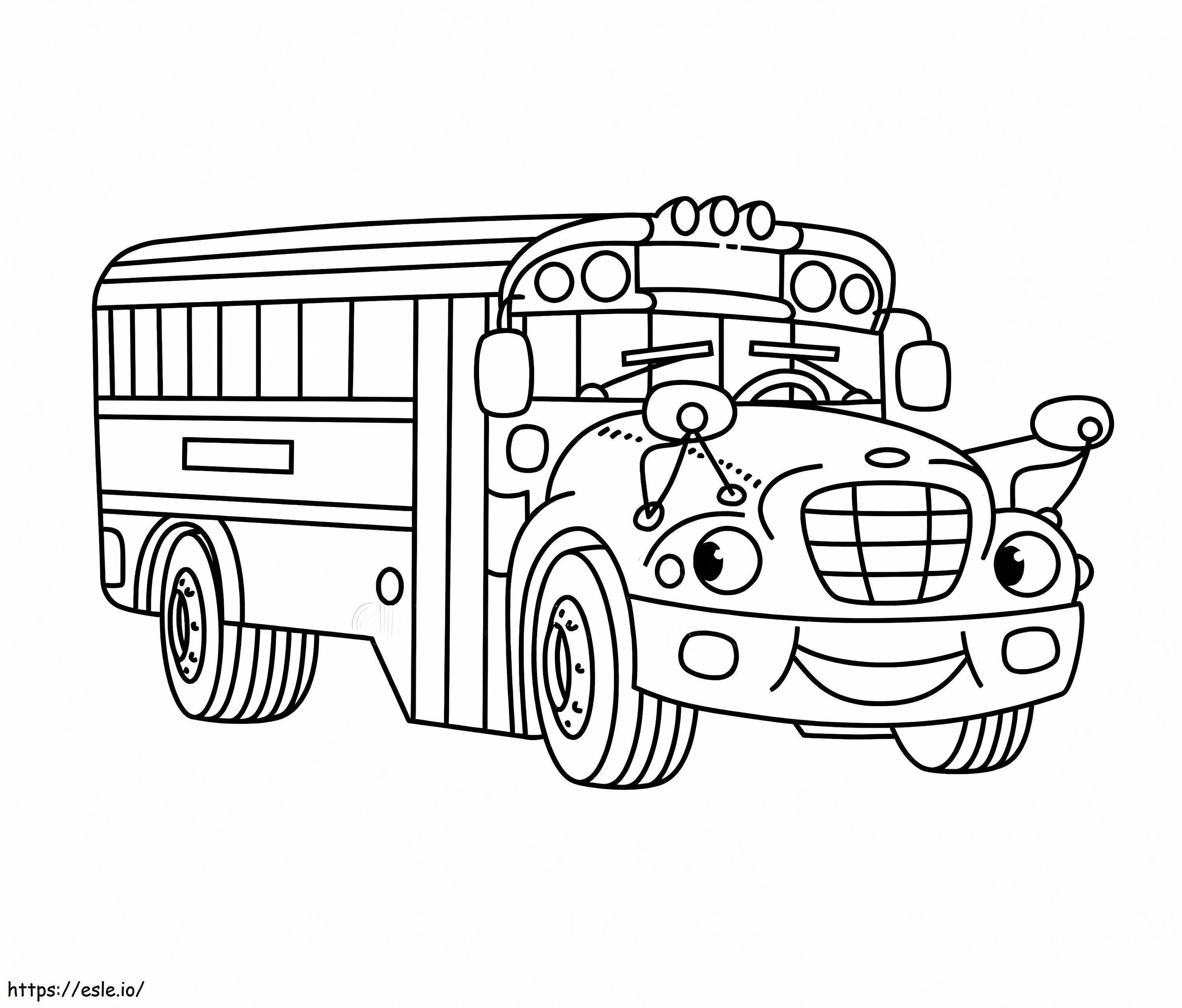 Fun Little School Bus With Eyes coloring page