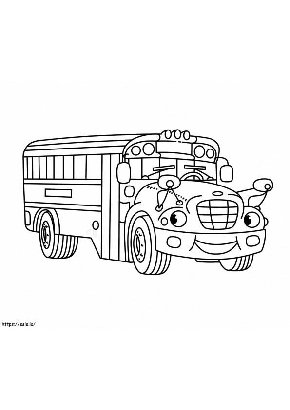 Coloriage Petit bus scolaire amusant avec des yeux à imprimer dessin