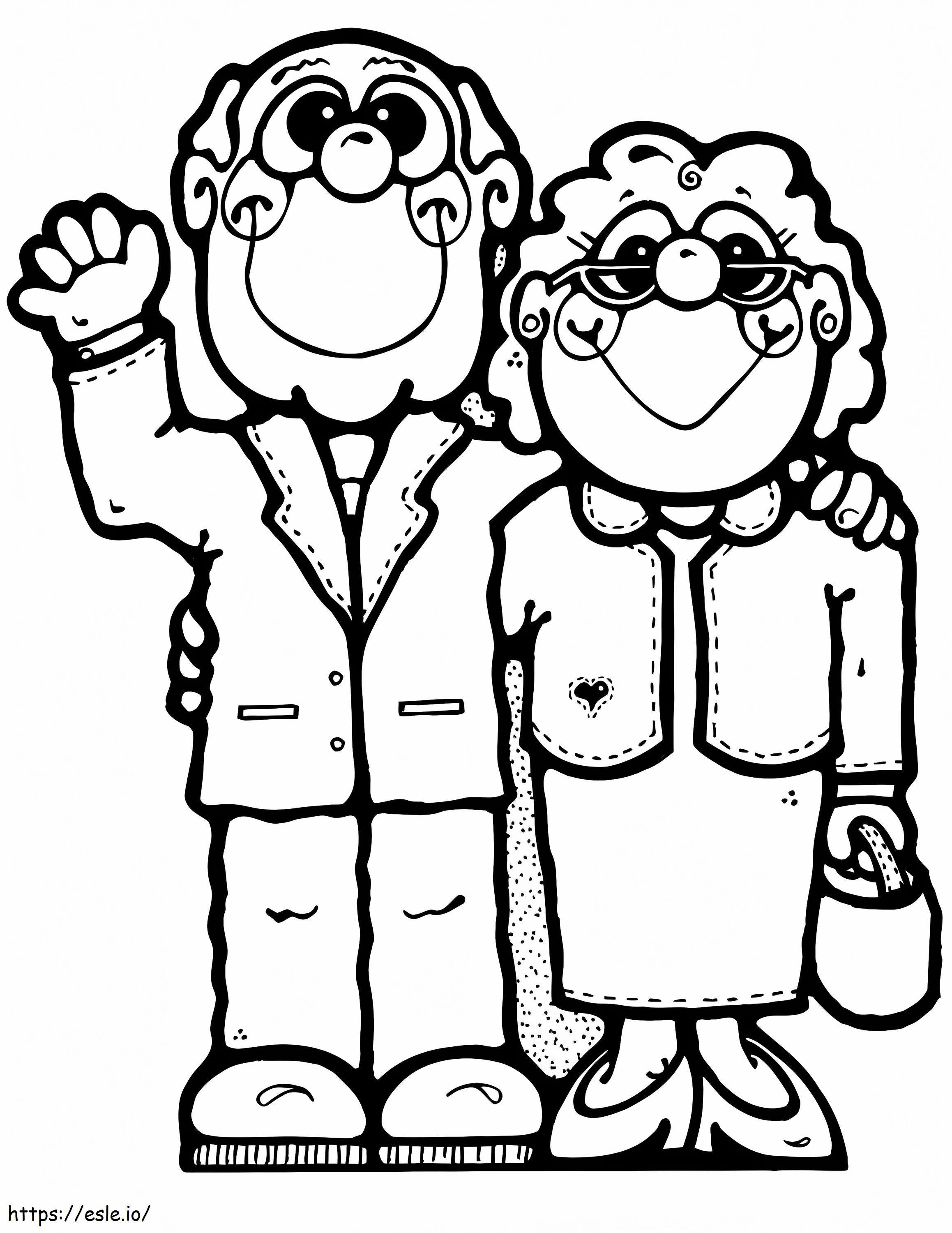 Eldery Couple coloring page