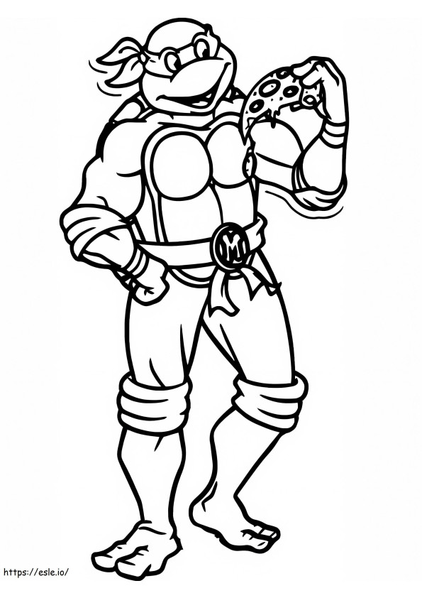 Michelangelo Eating Pizza coloring page