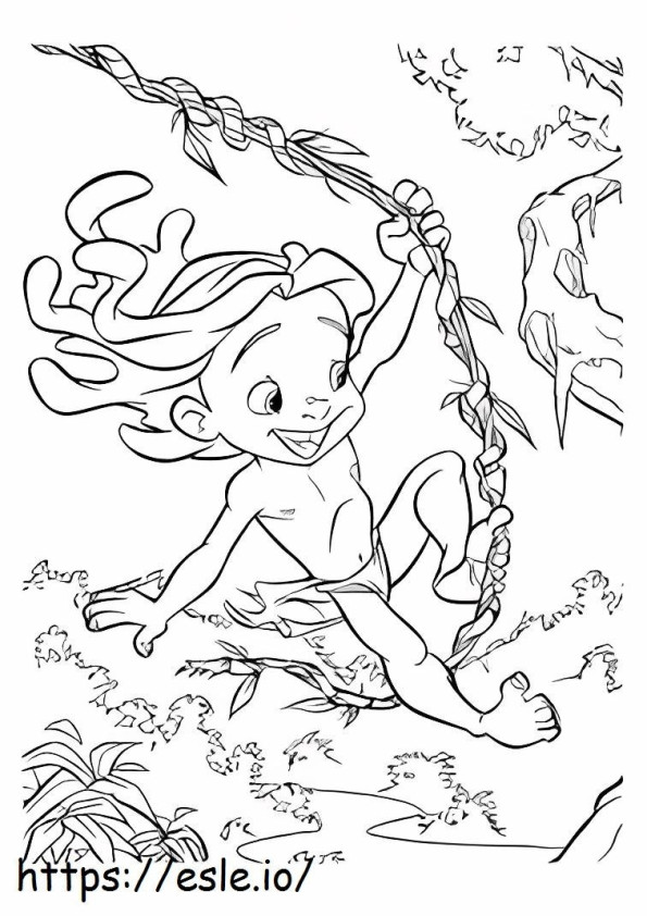 Coloriage Drôle petit Tarzan à imprimer dessin