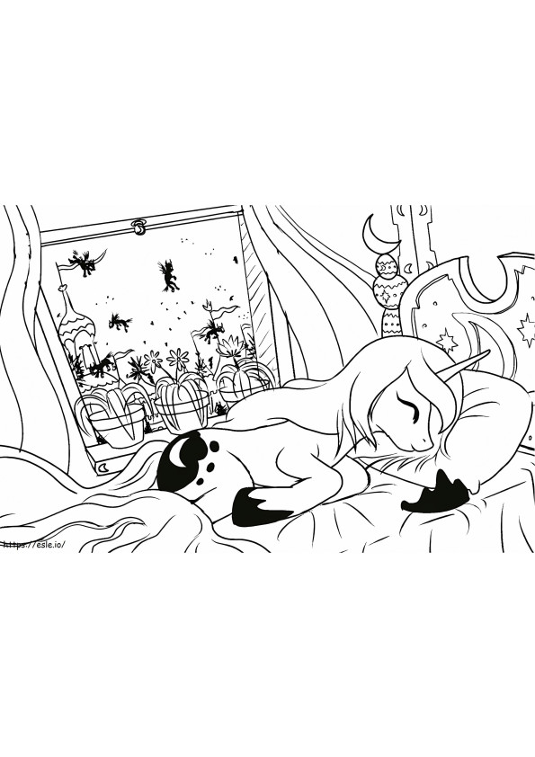 Unicorn Kecil Sedang Tidur Gambar Mewarnai