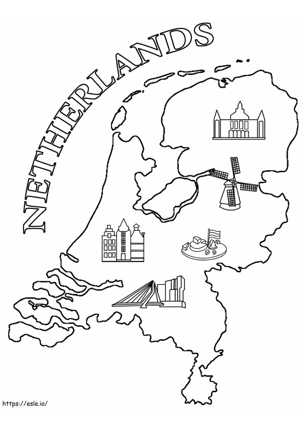 Hollandia térkép 1 kifestő