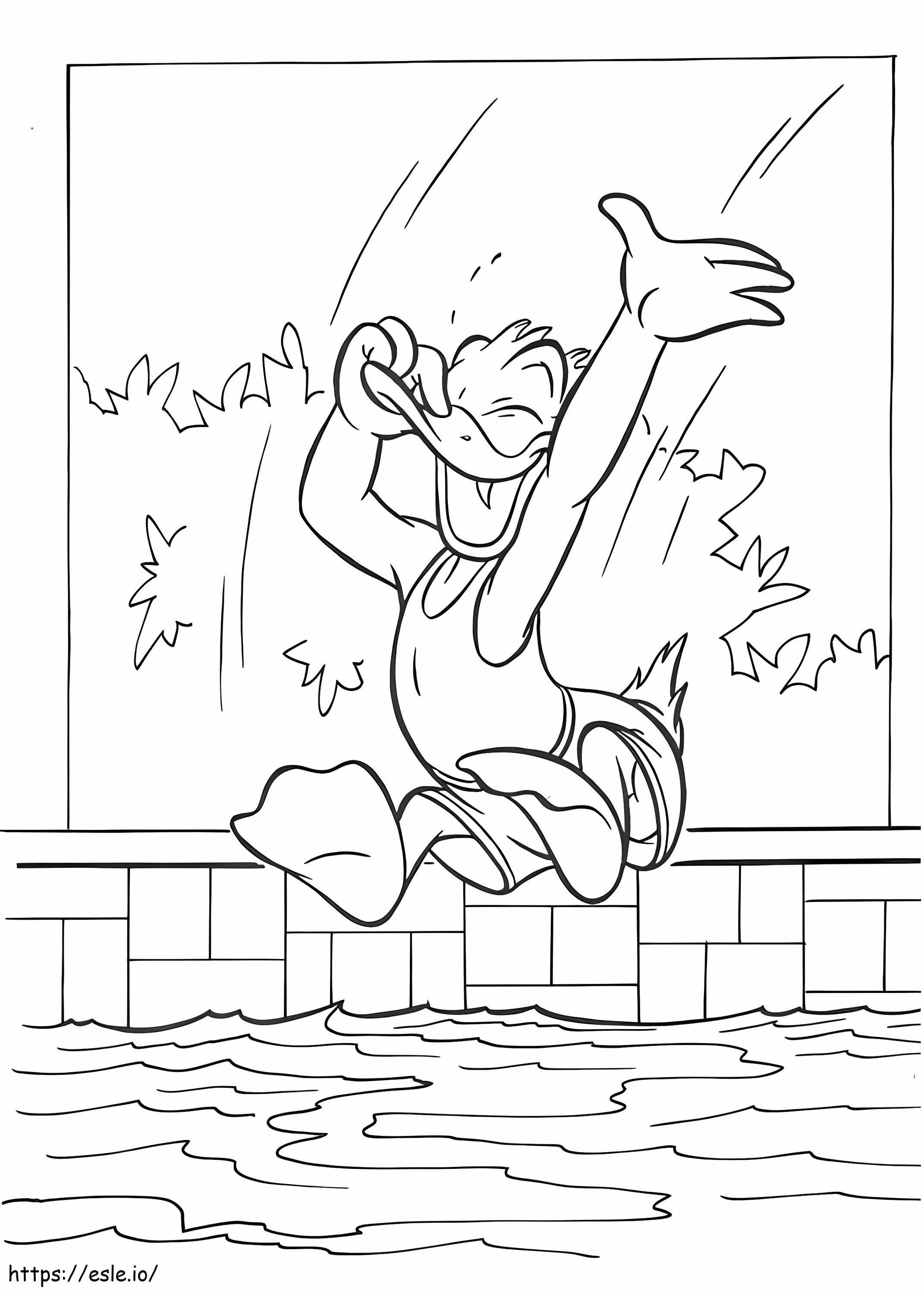 1534757024 Donald springt in een zwembad A4 kleurplaat kleurplaat