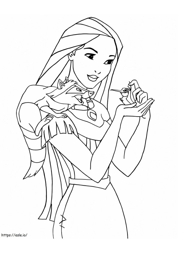 Pocahontas With Flit And Meeko 2 coloring page
