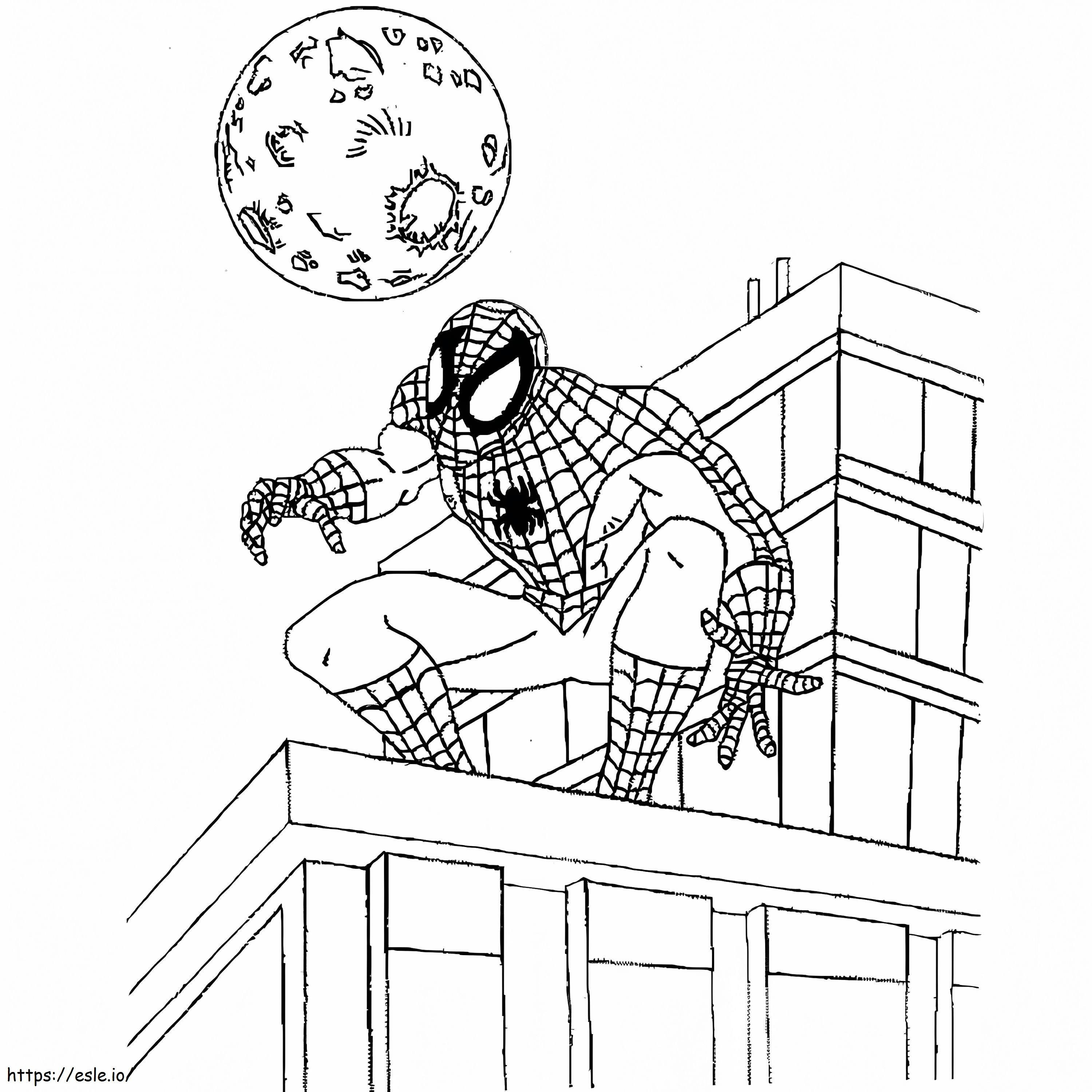 Spiderman On Building coloring page
