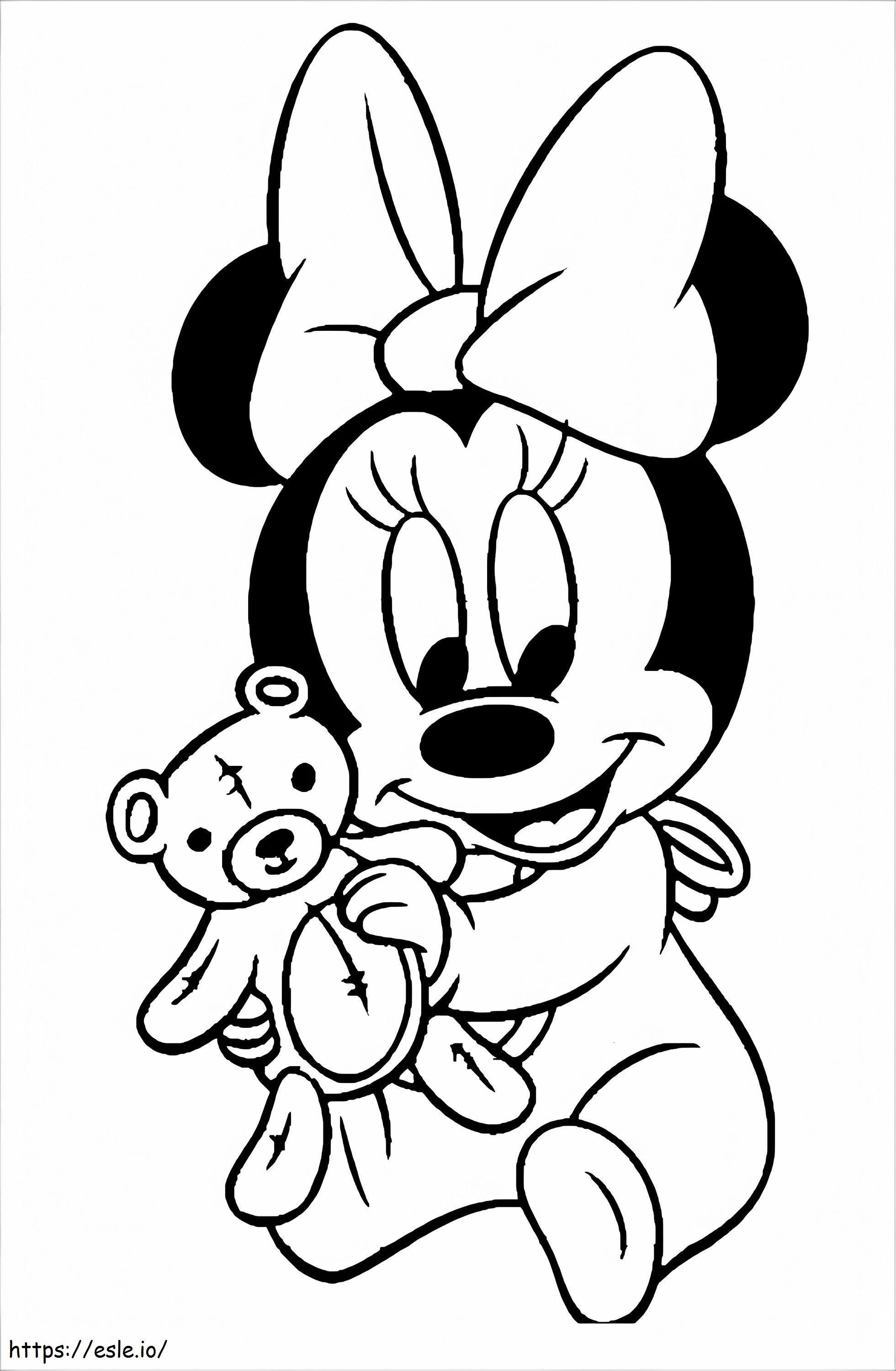 1532138954 Minnie Mouse Dengan Teddy A4 Gambar Mewarnai