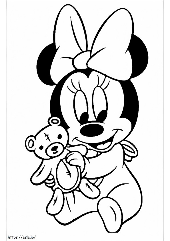 1532138954 Minnie Mouse con orsacchiotto A4 da colorare