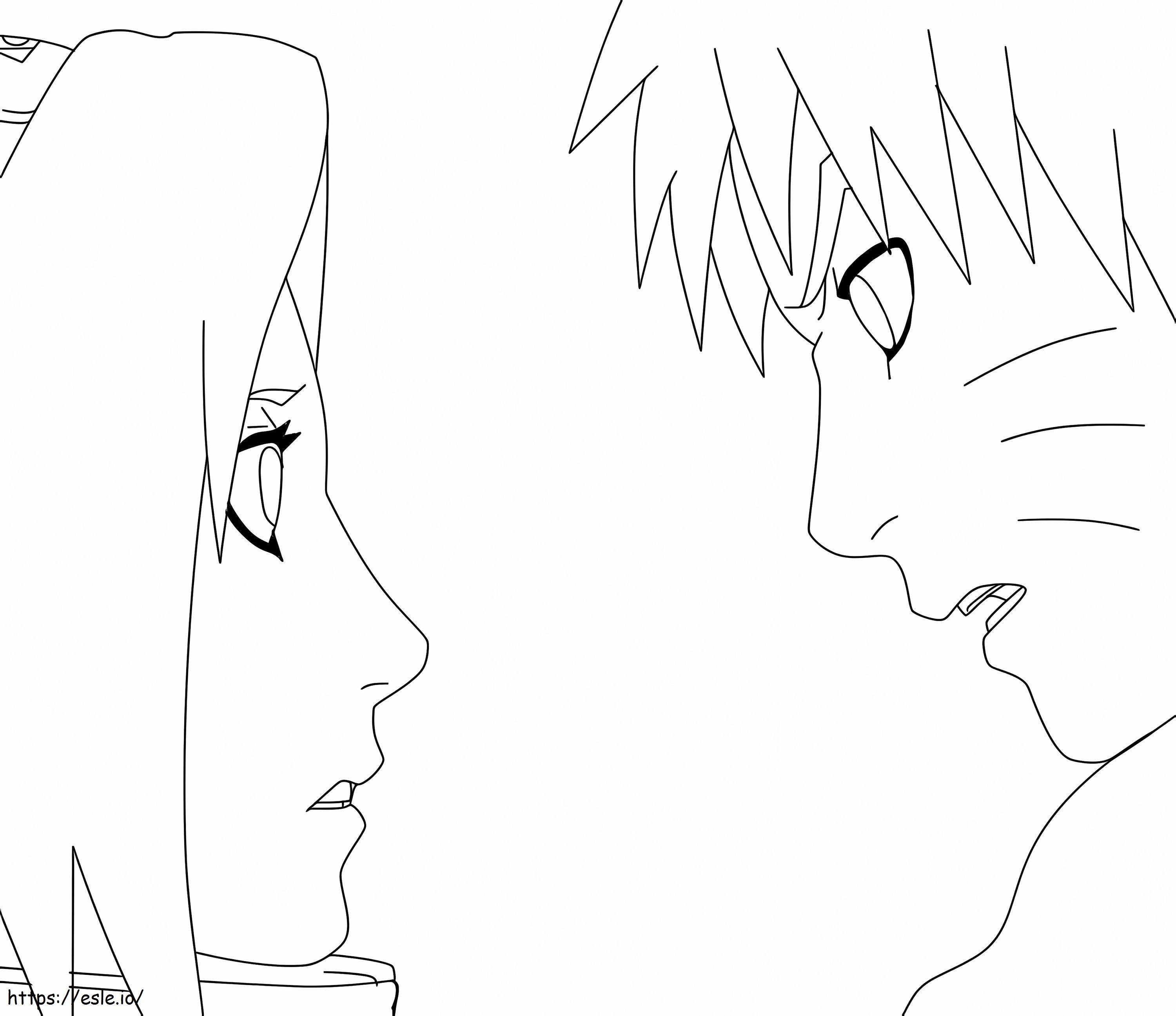 Sakura Haruno y Naruto enamorados para colorear