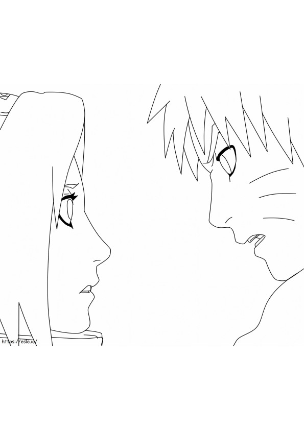 Coloriage Sakura Haruno et Naruto amoureux à imprimer dessin