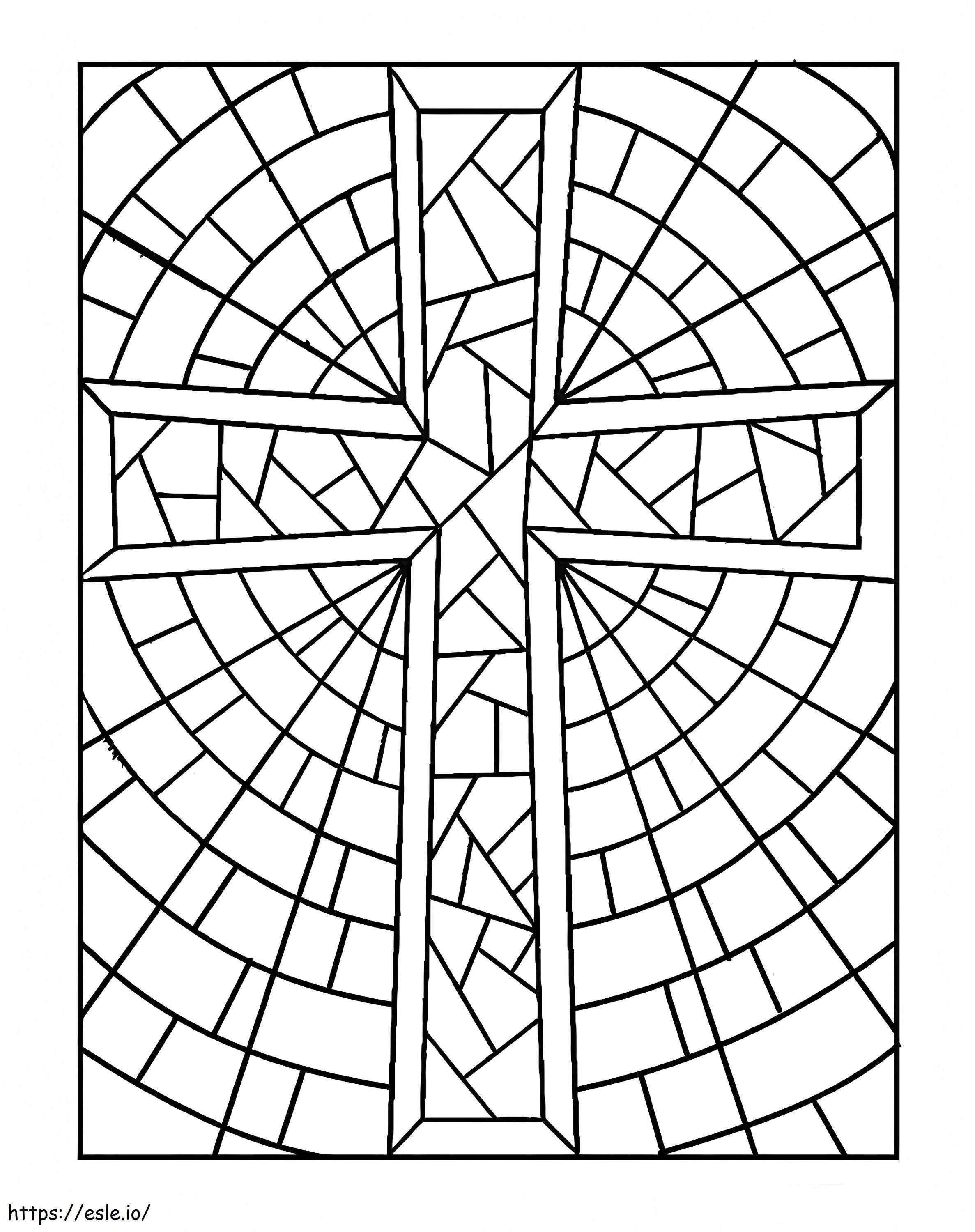Basic Stained Glass Cross coloring page