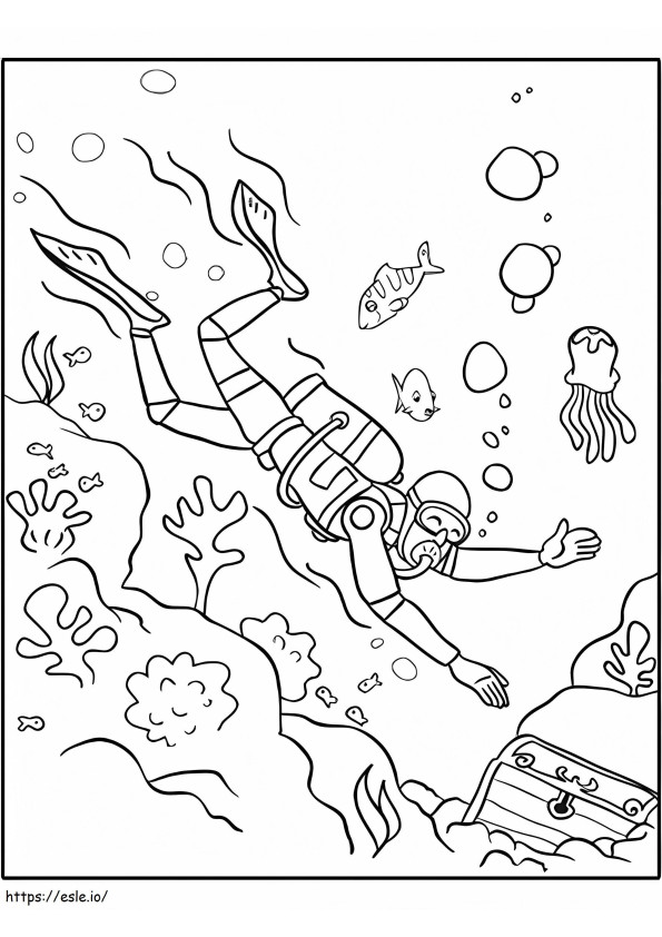 Happy Scuba Diver coloring page