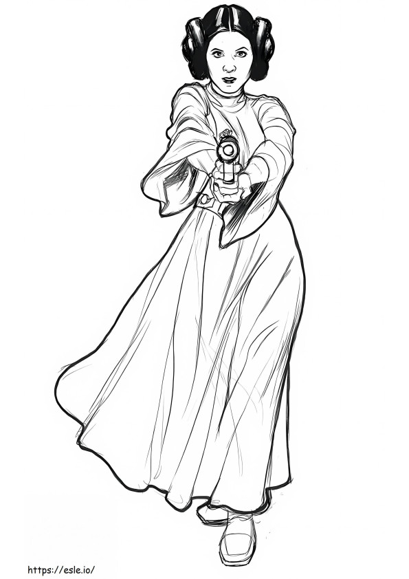 Action Princess Leia coloring page