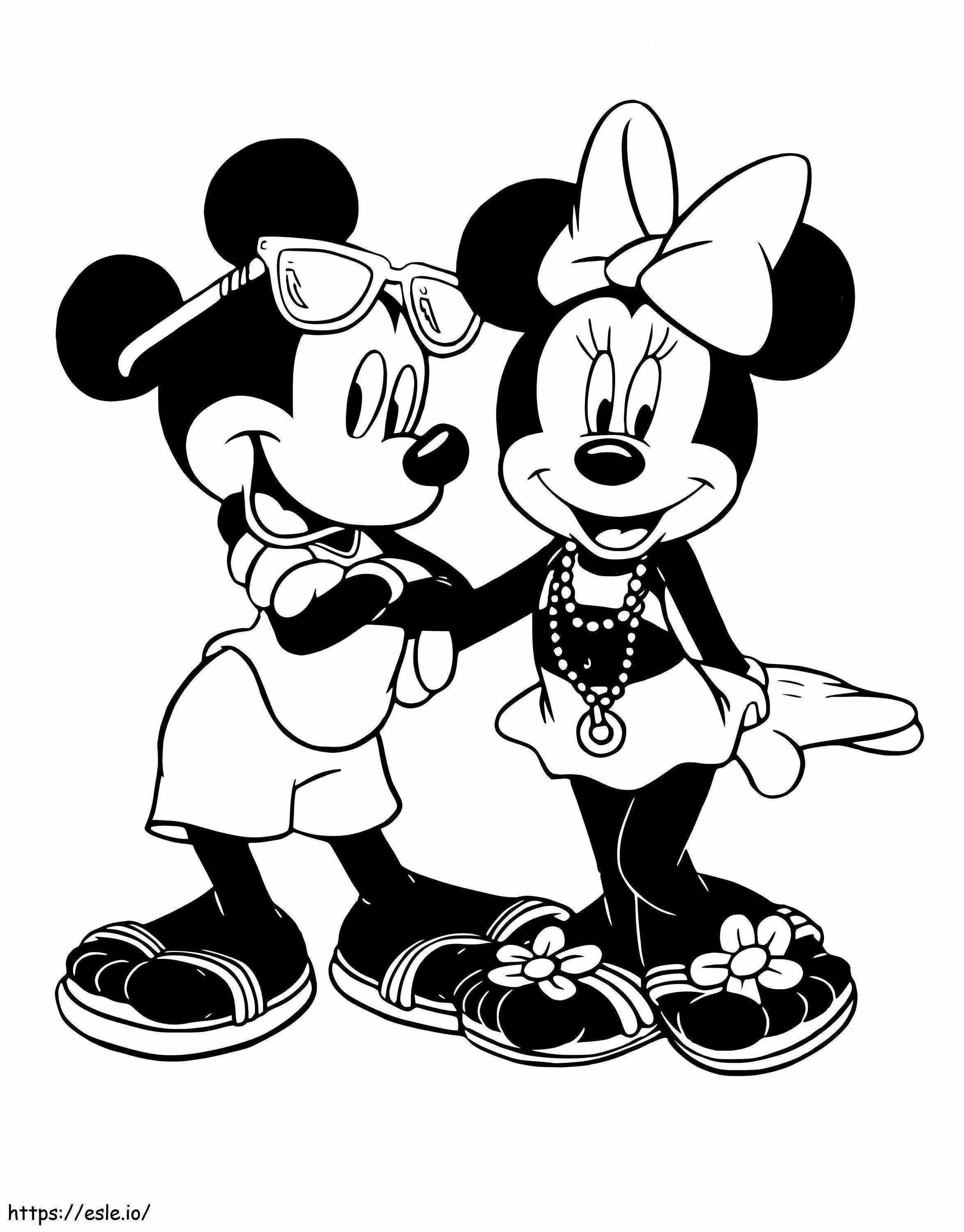 Gran Mickey și Minnie Mouse de colorat